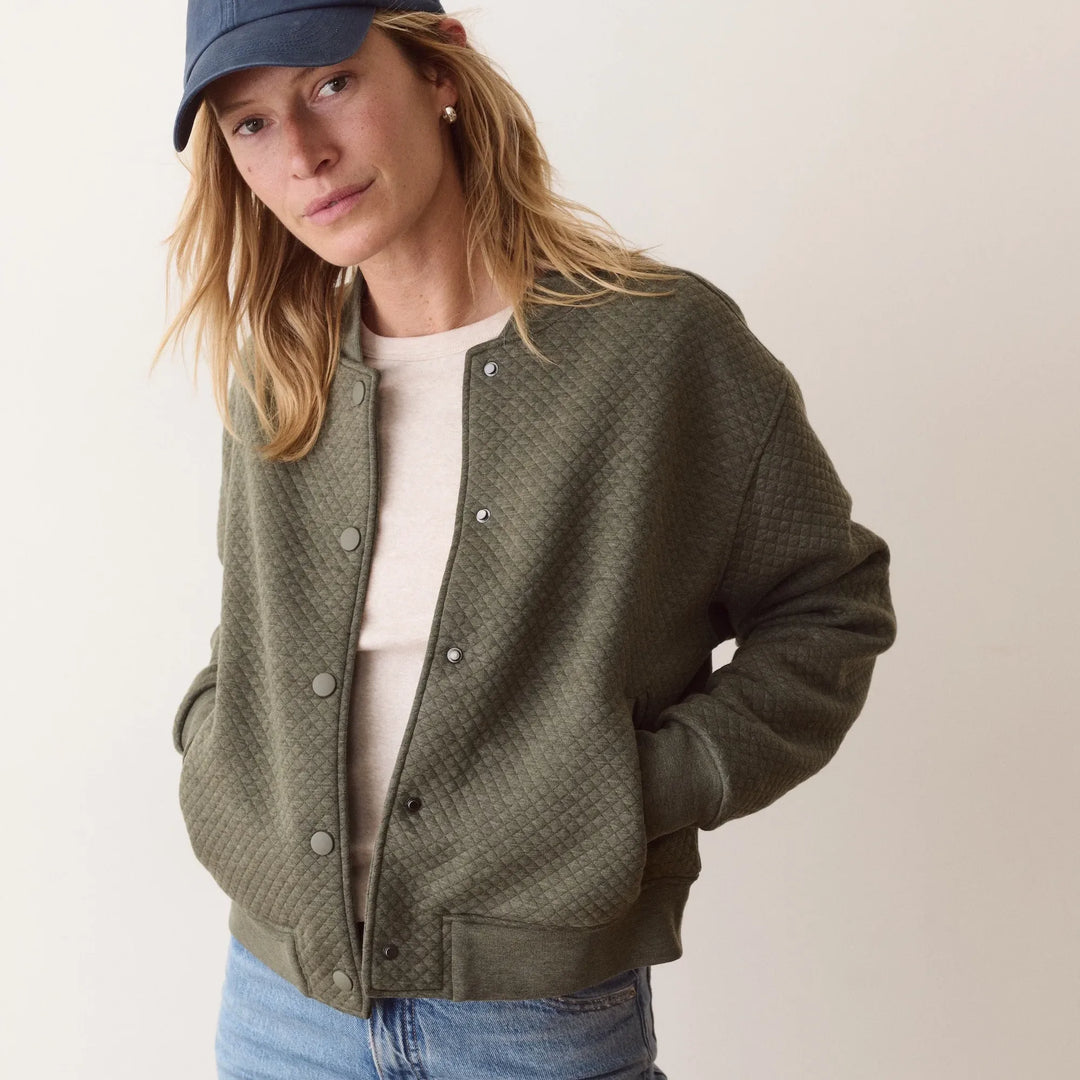 Corbet Quilted Bomber | Olive Heather