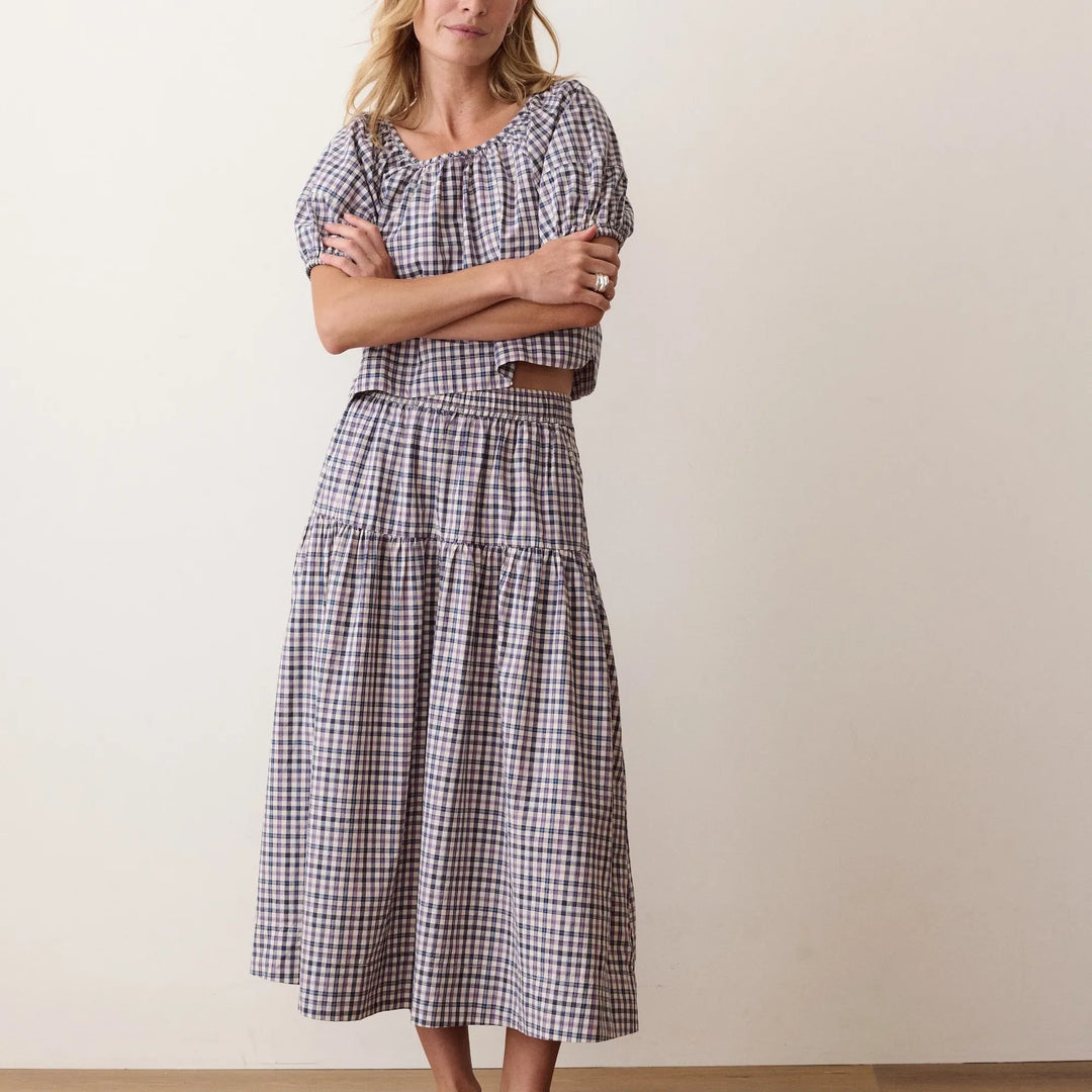 Gia Poplin Skirt | Blue & Lavender Plaid