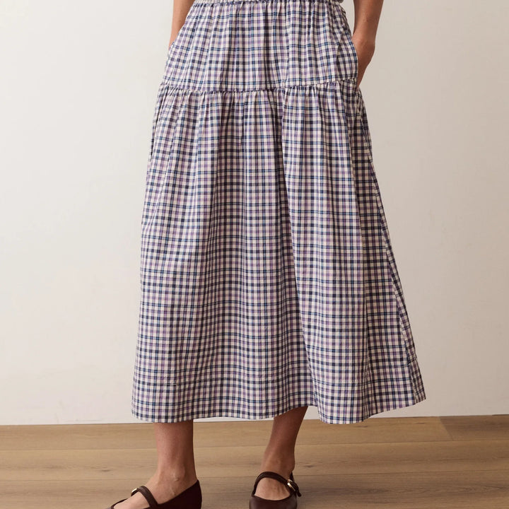 Gia Poplin Skirt | Blue & Lavender Plaid