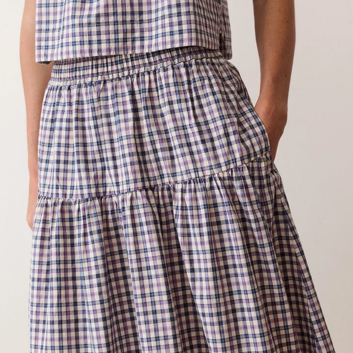 Gia Poplin Skirt | Blue & Lavender Plaid