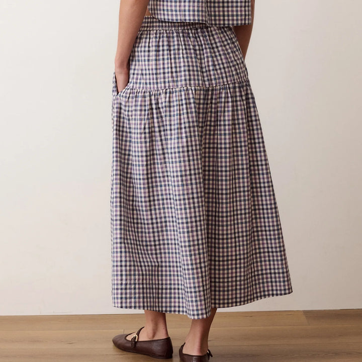 Gia Poplin Skirt | Blue & Lavender Plaid