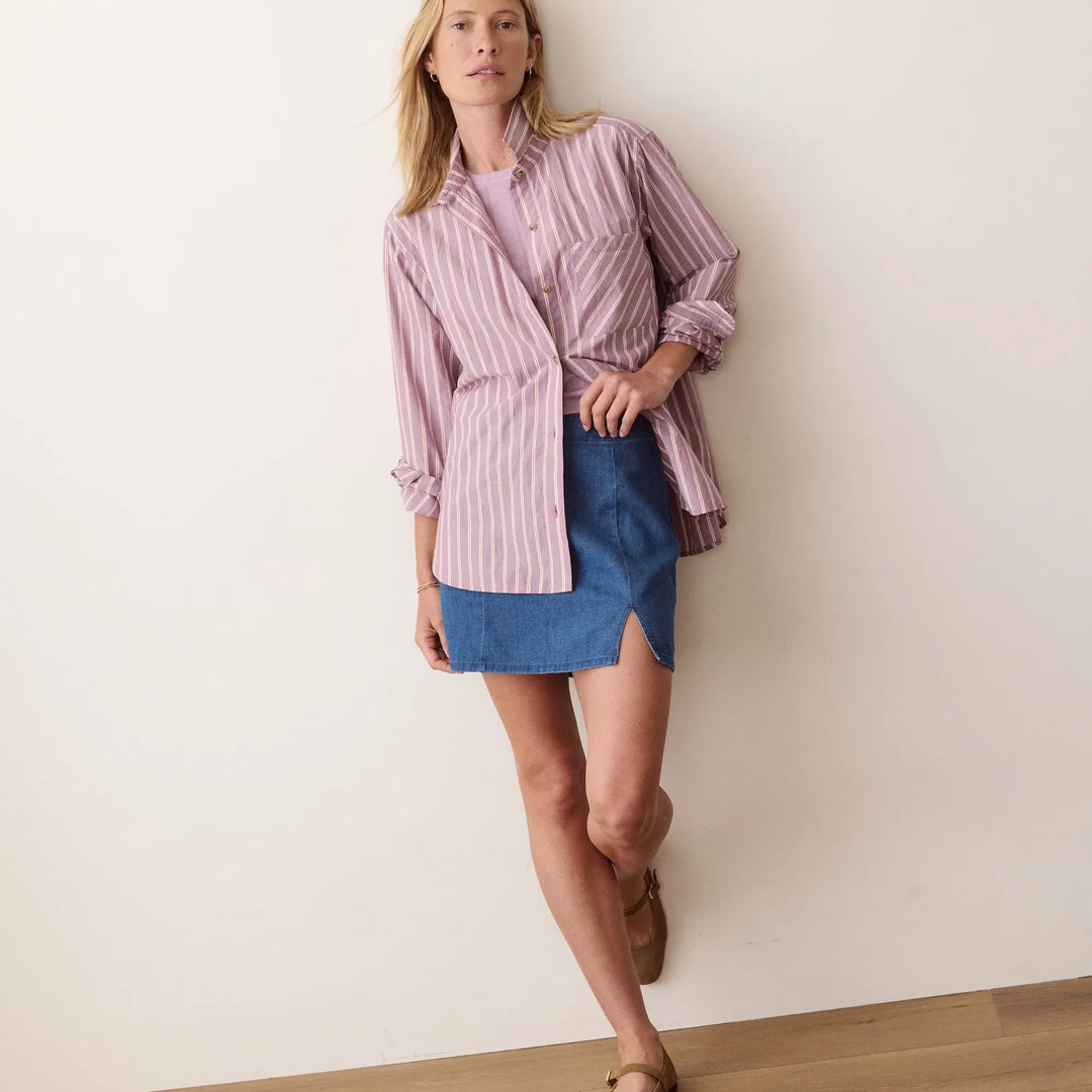 Jane Relaxed Cali Poplin Shirt | Purple Stripe