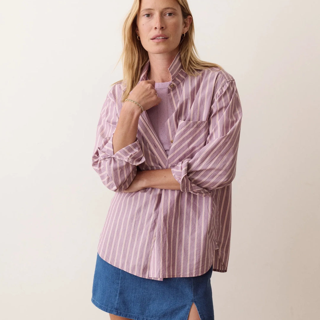 Jane Relaxed Cali Poplin Shirt | Purple Stripe