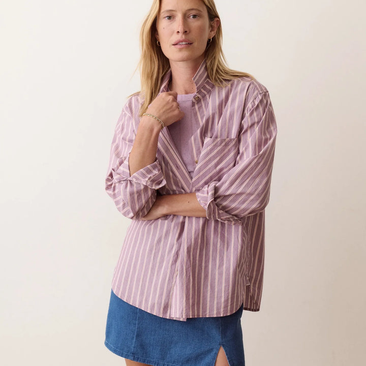 Jane Relaxed Cali Poplin Shirt | Purple Stripe