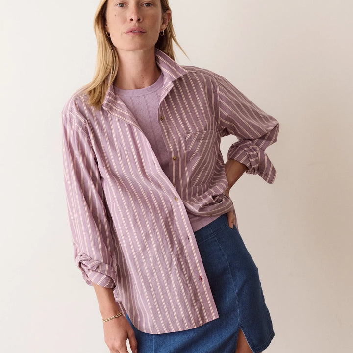 Jane Relaxed Cali Poplin Shirt | Purple Stripe