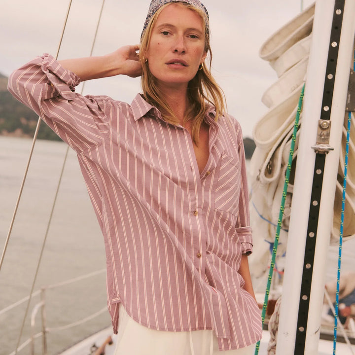 Jane Relaxed Cali Poplin Shirt | Purple Stripe