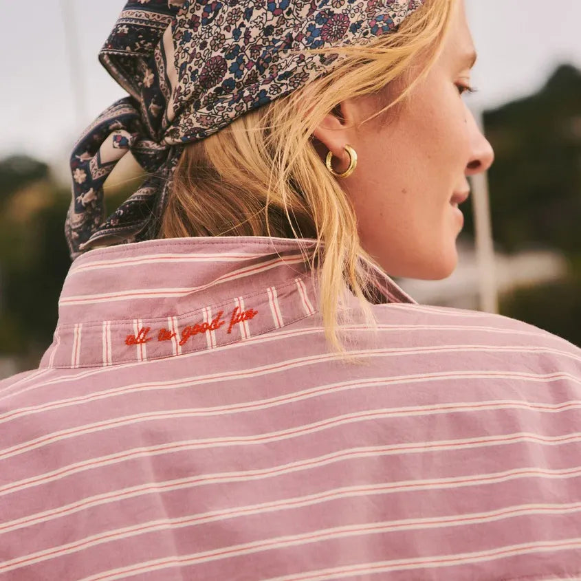 Jane Relaxed Cali Poplin Shirt | Purple Stripe