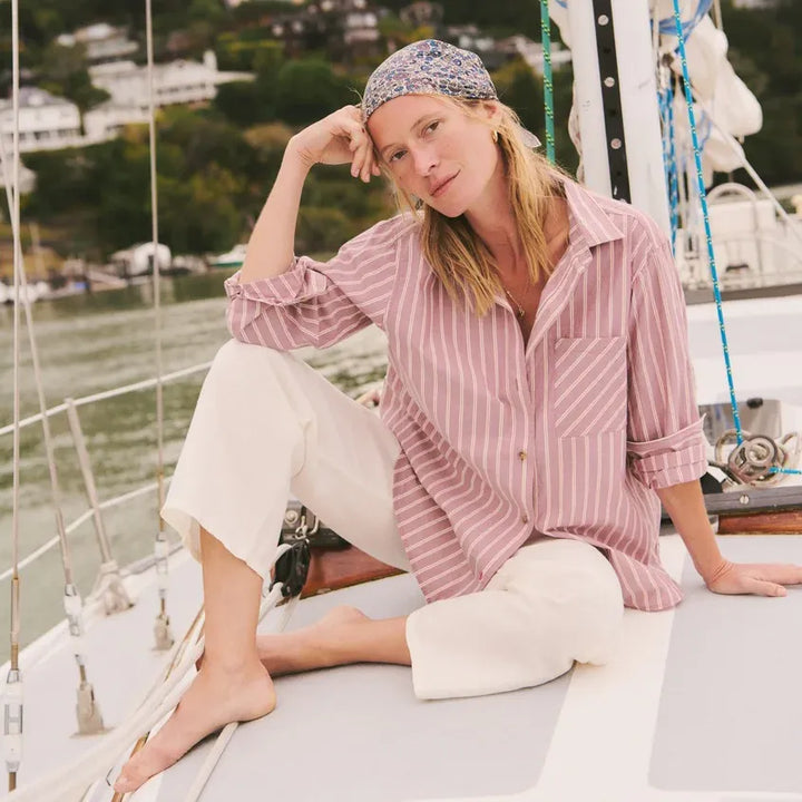 Jane Relaxed Cali Poplin Shirt | Purple Stripe