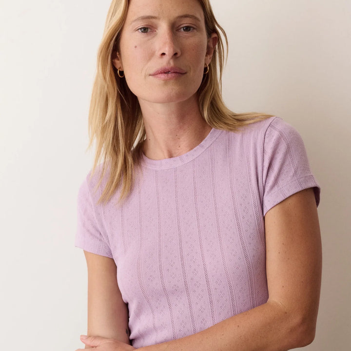 Lexi Pointelle Crew Tee | Lilac