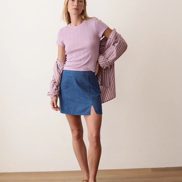 Lexi Pointelle Crew Tee | Lilac