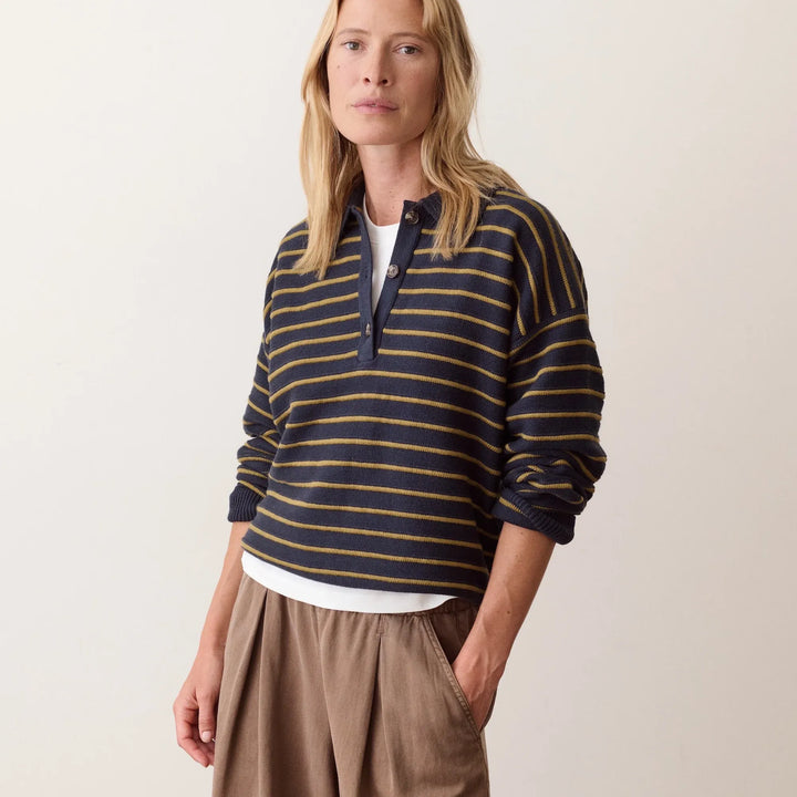 Valerie Polo Sweater | Twilight & Green Stripe