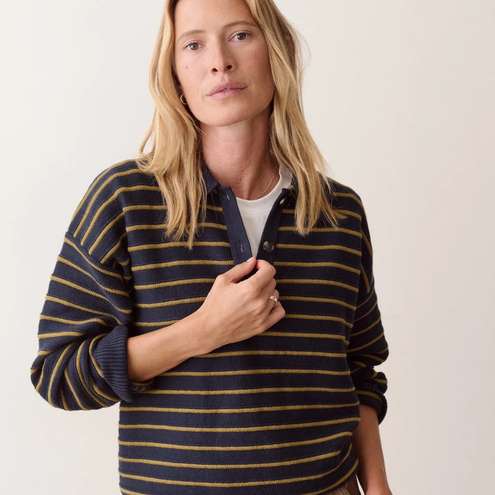 Valerie Polo Sweater | Twilight & Green Stripe