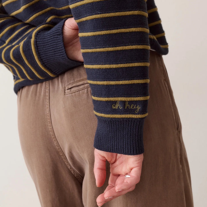 Valerie Polo Sweater | Twilight & Green Stripe