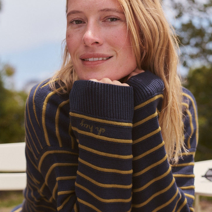 Valerie Polo Sweater | Twilight & Green Stripe