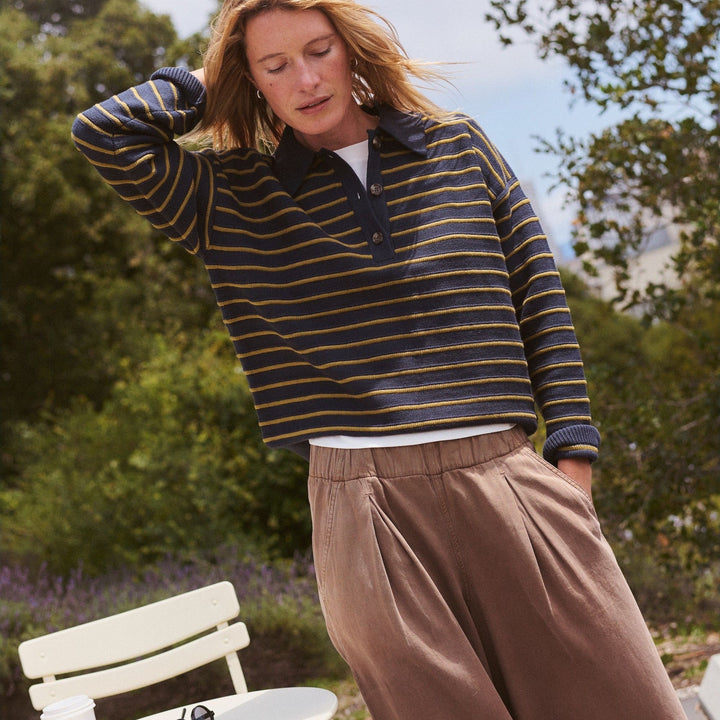 Valerie Polo Sweater | Twilight & Green Stripe