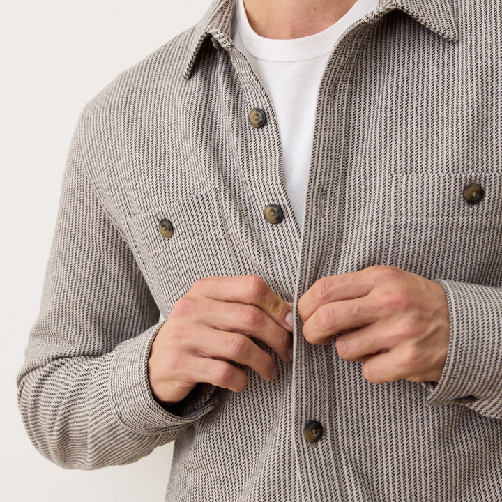 Pacifica Stretch Twill Shirt | Grey Railroad Stripe