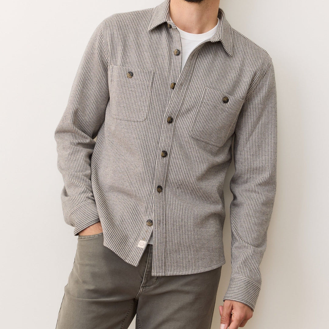 Pacifica Stretch Twill Shirt | Grey Railroad Stripe