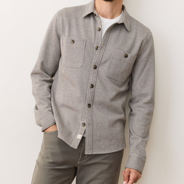 Pacifica Stretch Twill Shirt | Grey Railroad Stripe