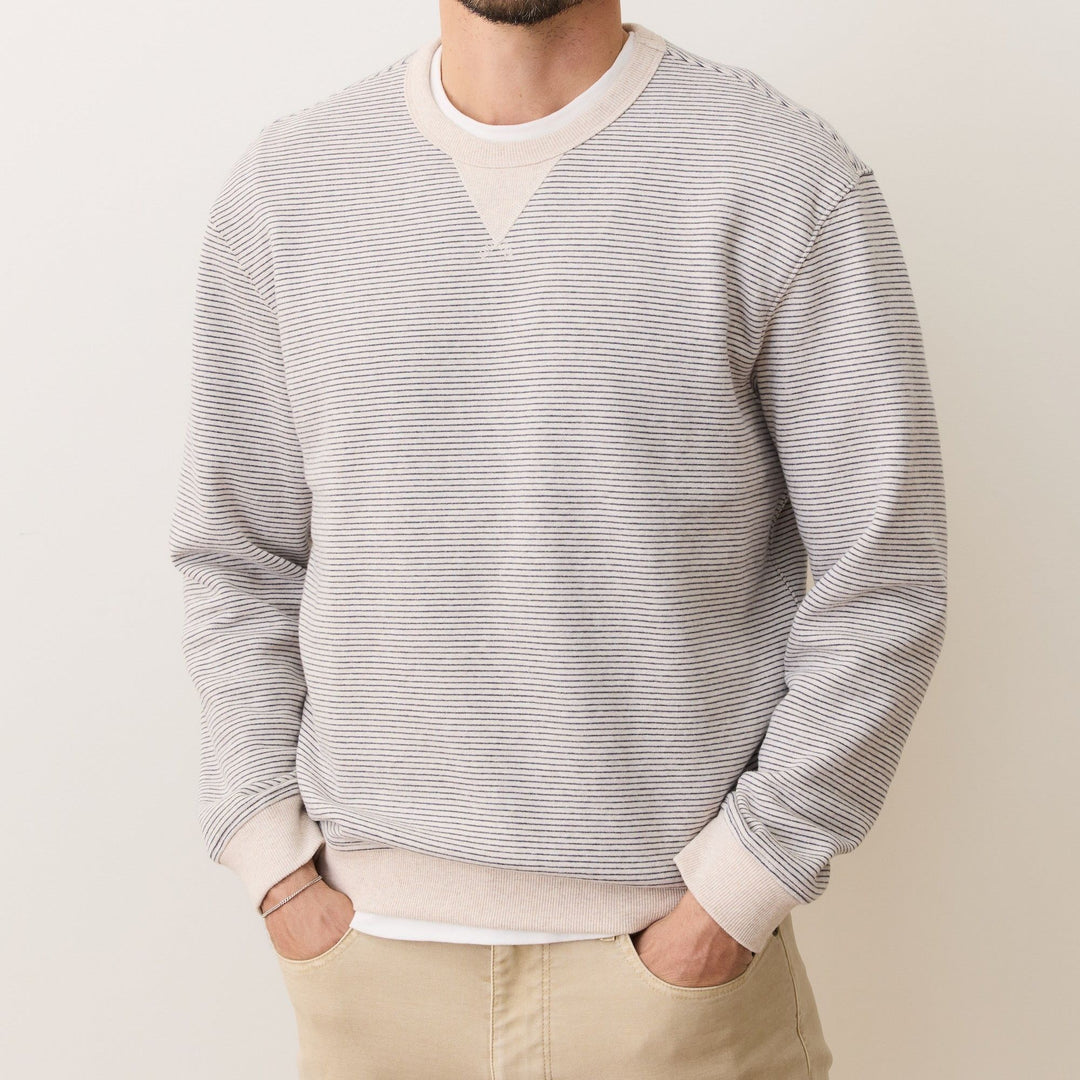 Cloud 9 Fleece Relaxed Crewneck | Driftwood Mini Stripe