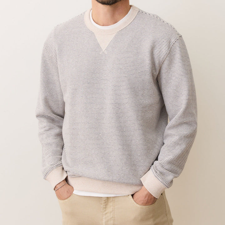 Cloud 9 Fleece Relaxed Crewneck | Driftwood Mini Stripe