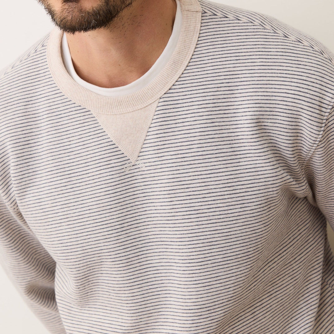 Cloud 9 Fleece Relaxed Crewneck | Driftwood Mini Stripe