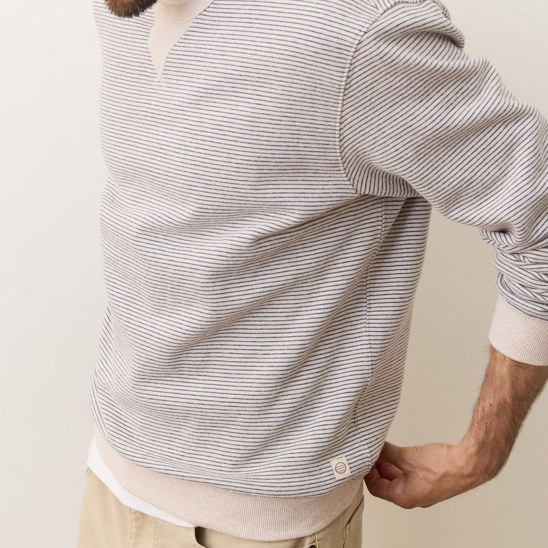 Cloud 9 Fleece Relaxed Crewneck | Driftwood Mini Stripe
