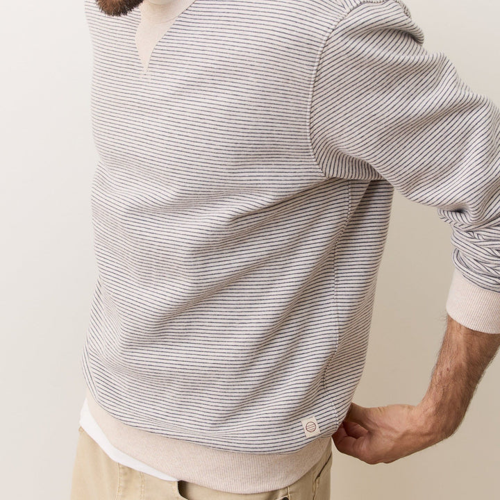 Cloud 9 Fleece Relaxed Crewneck | Driftwood Mini Stripe