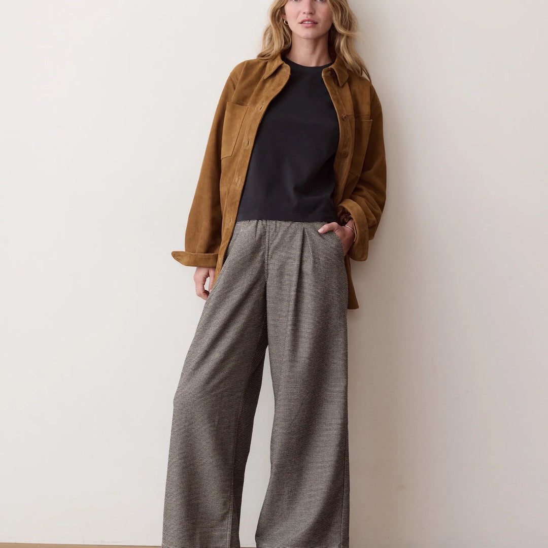 Allison Pleated Moleskin Trouser | Houndstooth