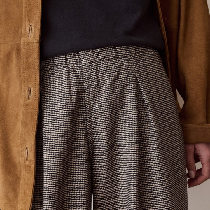 Allison Pleated Moleskin Trouser | Houndstooth