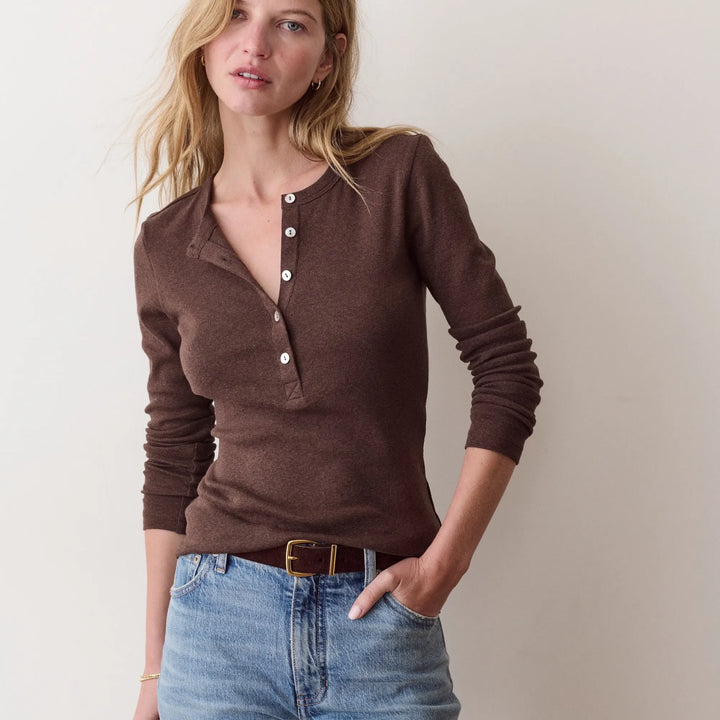 Mini Rib Henley | Chocolate