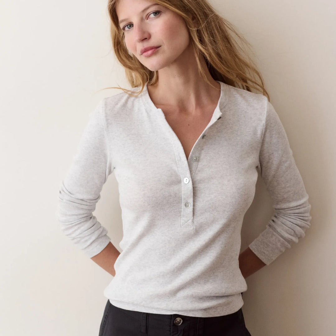 Mini Rib Henley | Heather Grey