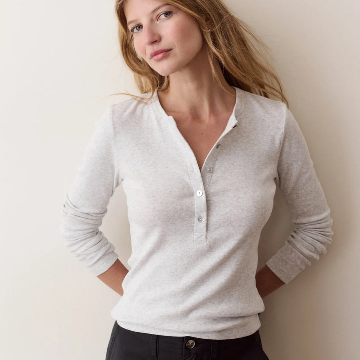 Mini Rib Henley | Heather Grey