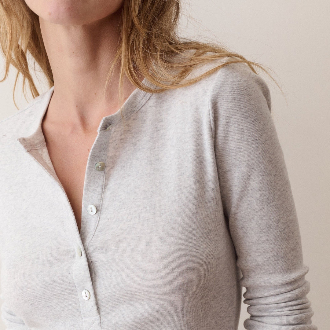 Mini Rib Henley | Heather Grey