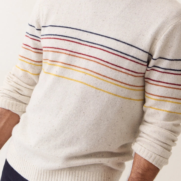 Coastal Merino Crewneck Sweater | Snowhill Sunset Stripe