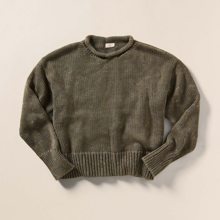Sunwashed Cotton Roll Neck Sweater | Sage
