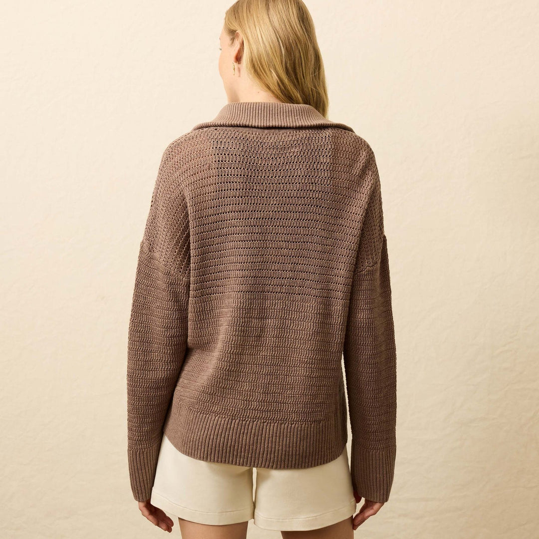 Miramar Linen Quarter Zip | Wood Smoke