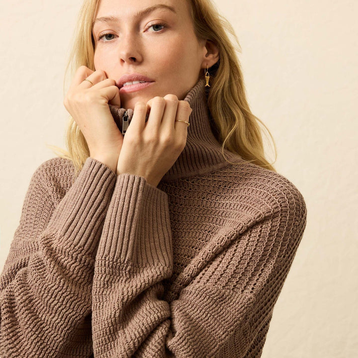 Miramar Linen Quarter Zip | Wood Smoke