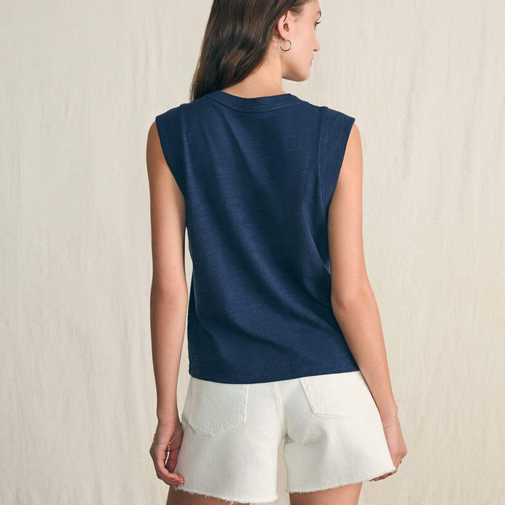 Sunwashed Slub Muscle Tank | Navy