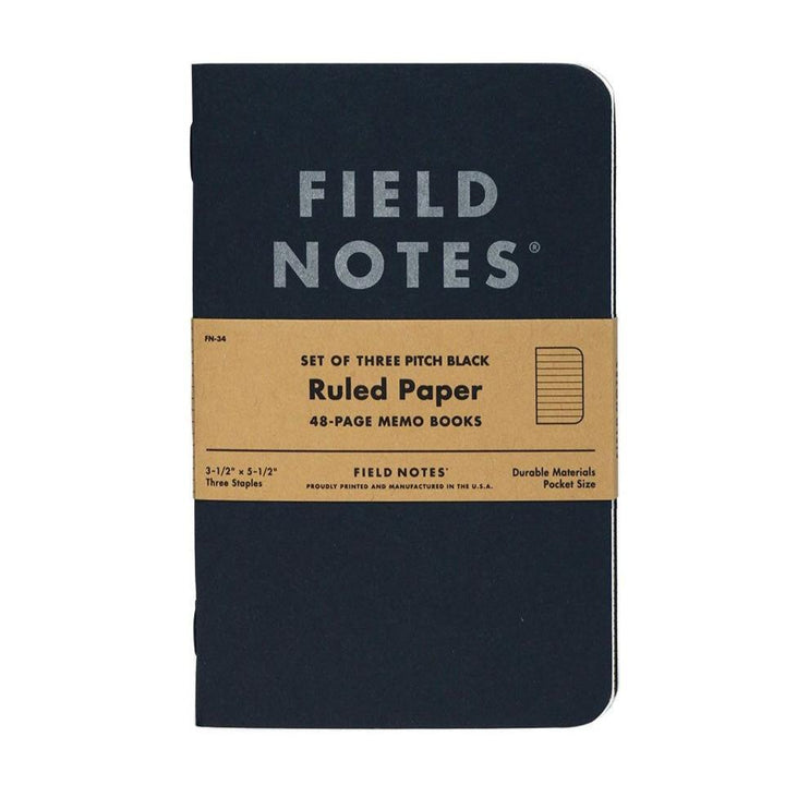 Pitch Black Memo Book | Pack of 3