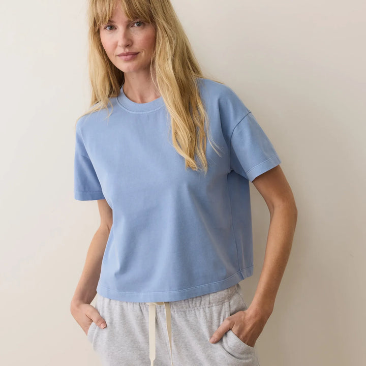 Luxe Jersey Crew Tee | Coastal Blue