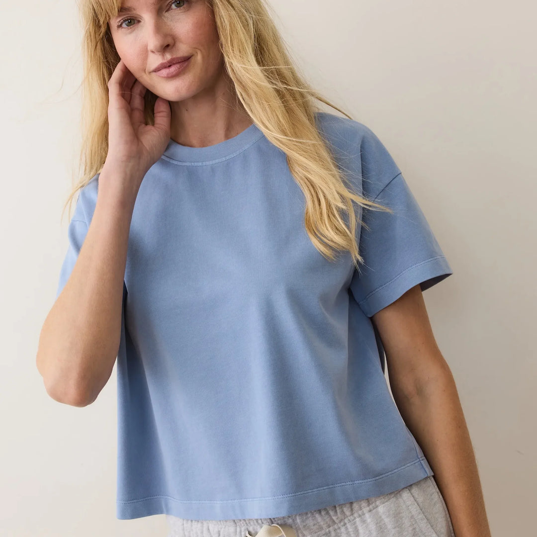 Luxe Jersey Crew Tee | Coastal Blue