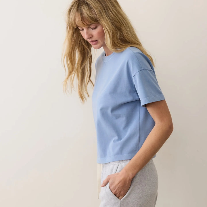 Luxe Jersey Crew Tee | Coastal Blue