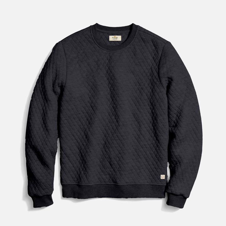Corbet Diamond Quilted Crewneck | Charcoal