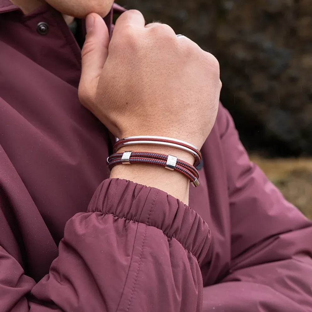 Navarch 6mm Bracelet | Velvet Red/Silver