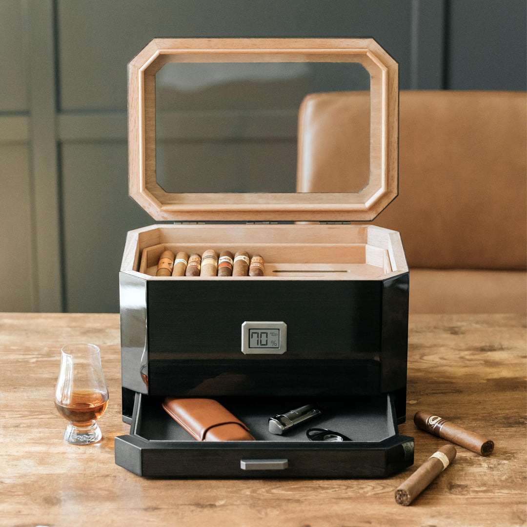 Octodor Glass Top Humidor | Black