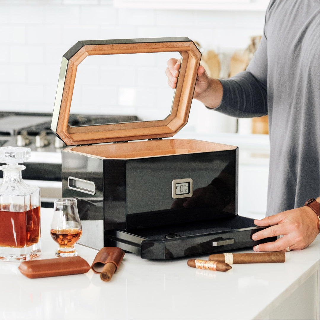 Octodor Glass Top Humidor | Black