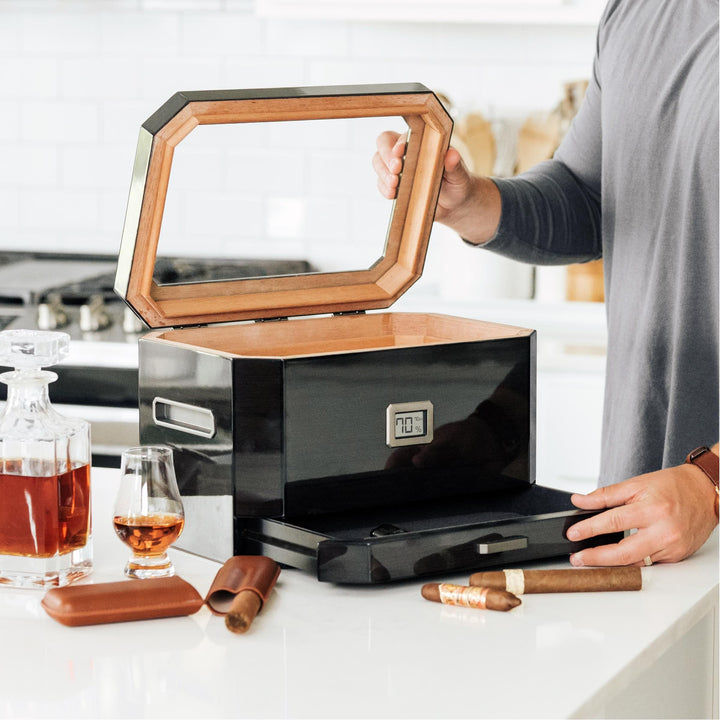 Octodor Glass Top Humidor | Black
