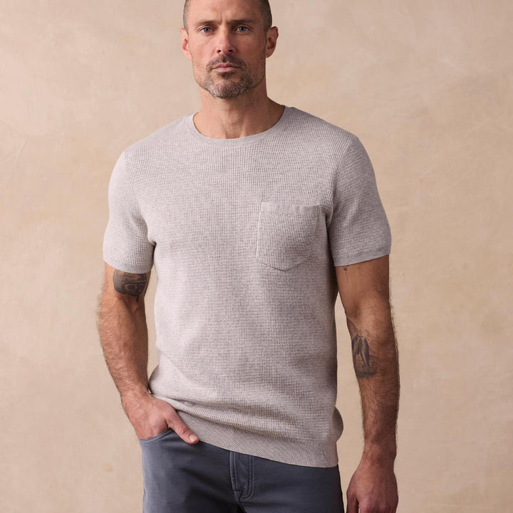 Waffle Knit Sweater Tee | Stone