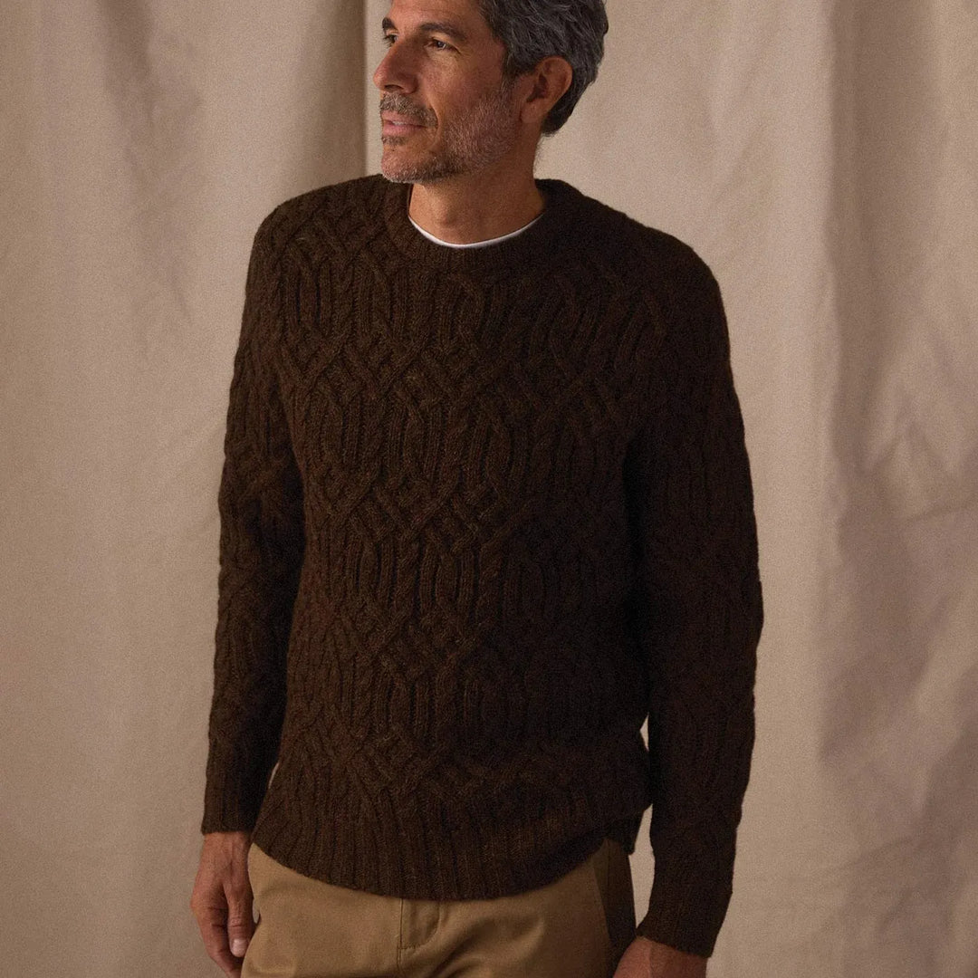 Trellis Cable Pullover | Dark Brown