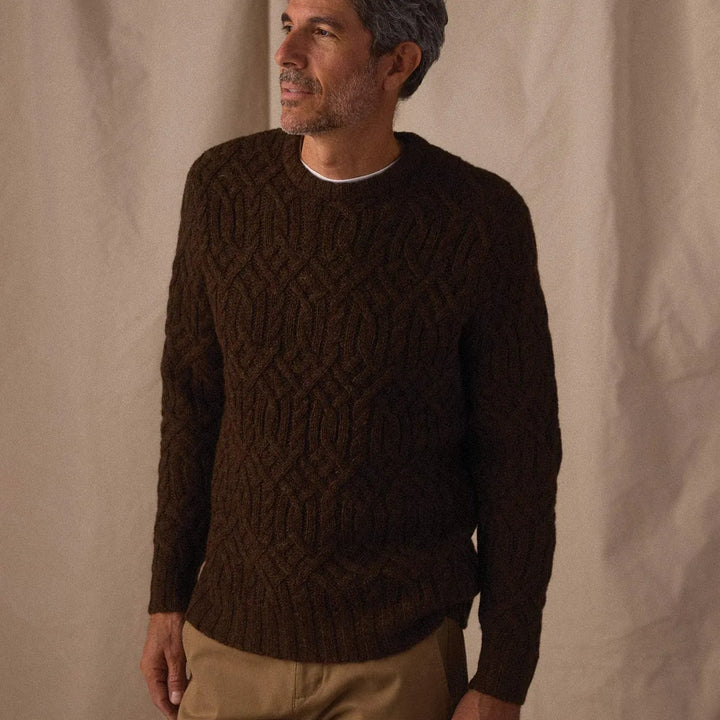 Trellis Cable Pullover | Dark Brown